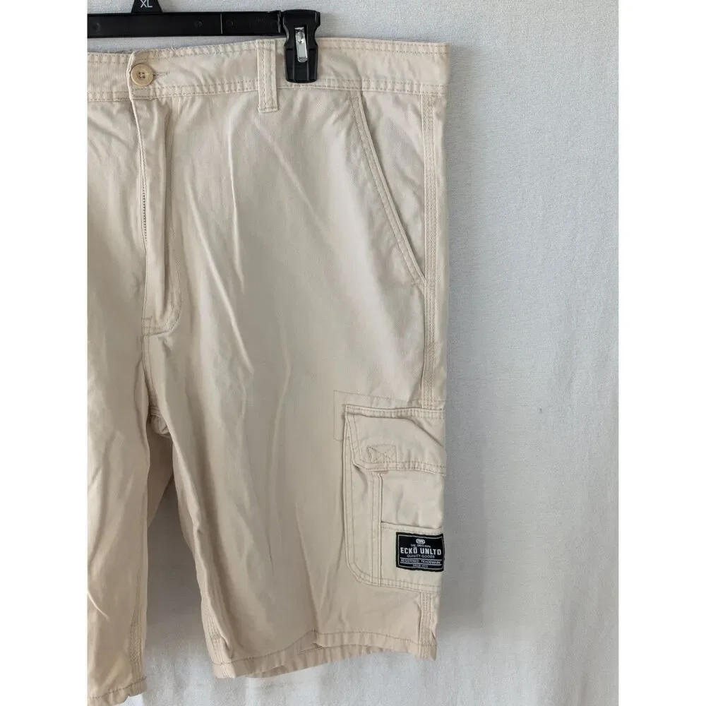 Y2k Ecko Unltd. Baggy Cargo Shorts Cream Men's Size 40